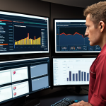 **

A security operations center (SOC) analyst looking at a central dashboard (SOAR) showing automated alerts and incident responses. The screen should show visualizations of threat data, automated workflows, and key metrics related to incident response time. Emphasize efficiency and control. Consider a professional environment with multiple screens and team members collaborating.

**