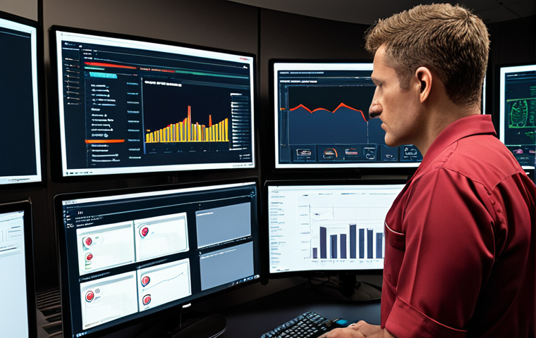 **
A security operations center (SOC) analyst looking at a central dashboard (SOAR) showing automated alerts and incident responses. The screen should show visualizations of threat data, automated workflows, and key metrics related to incident response time. Emphasize efficiency and control. Consider a professional environment with multiple screens and team members collaborating.
**
